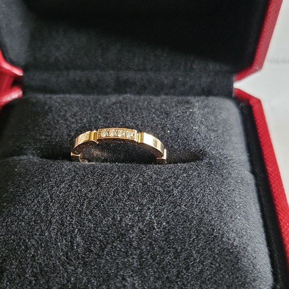 Cartier 18ct Maillon Panthere Wedding Ring with 4 diamonds,Rose Gold Accent Band - Picture 3 of 11